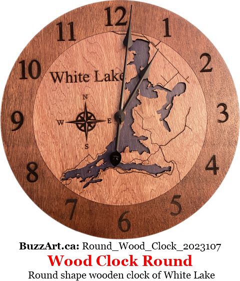 Round shape wooden clock of White Lake